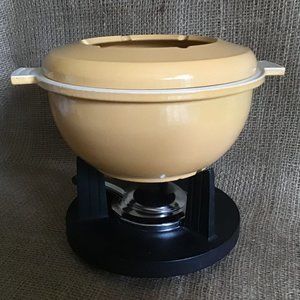 Cast Iron Enamel  Fondue Set with Cast Iron Stand